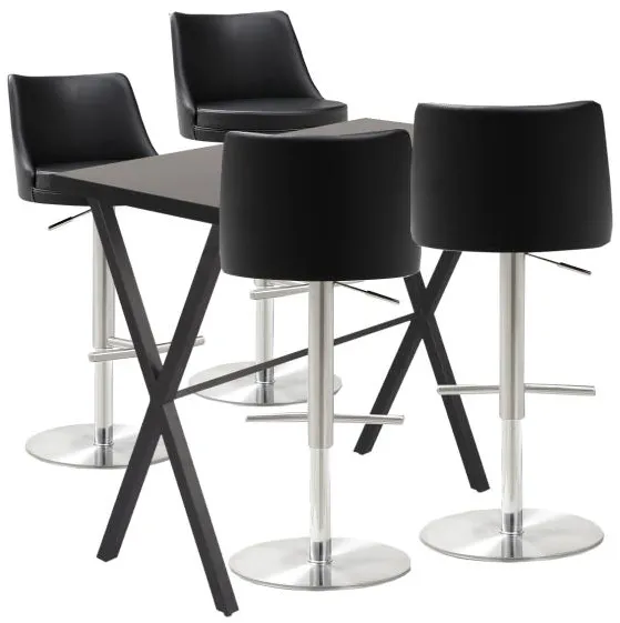 Homeville Barbord set Grappa/Luna barstol svart/krom