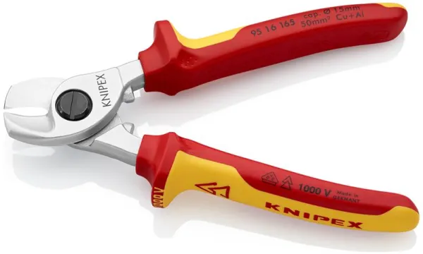 Knipex Förkromade kabelsaxar, VDE-godkända 165 mm