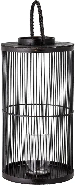 BLOOMINGVILLE Effie Lykta med Glas, Svart, Bambu