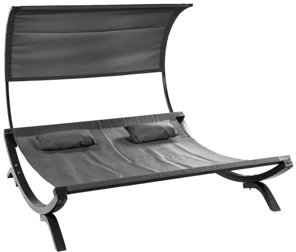 Dubbelsolsäng med överdrag i lärkträ